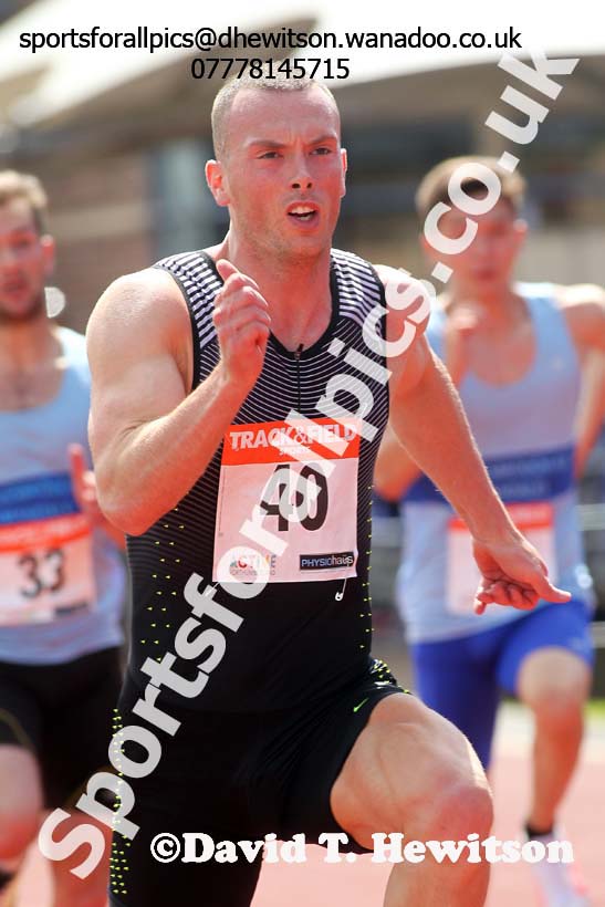 Richard Kilty ran 10.01 sec. in a 100 metres race at Hexham on Saturday, July 16th. Photo: David T. Hewitson/Sports for All Pics